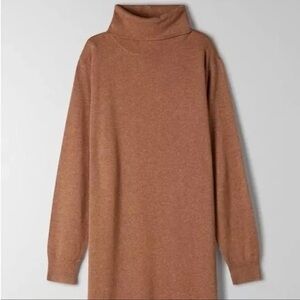 Aritzia Babaton Mulray Turtleneck Sweater Dress, Size Medium, Wool Blend Tan